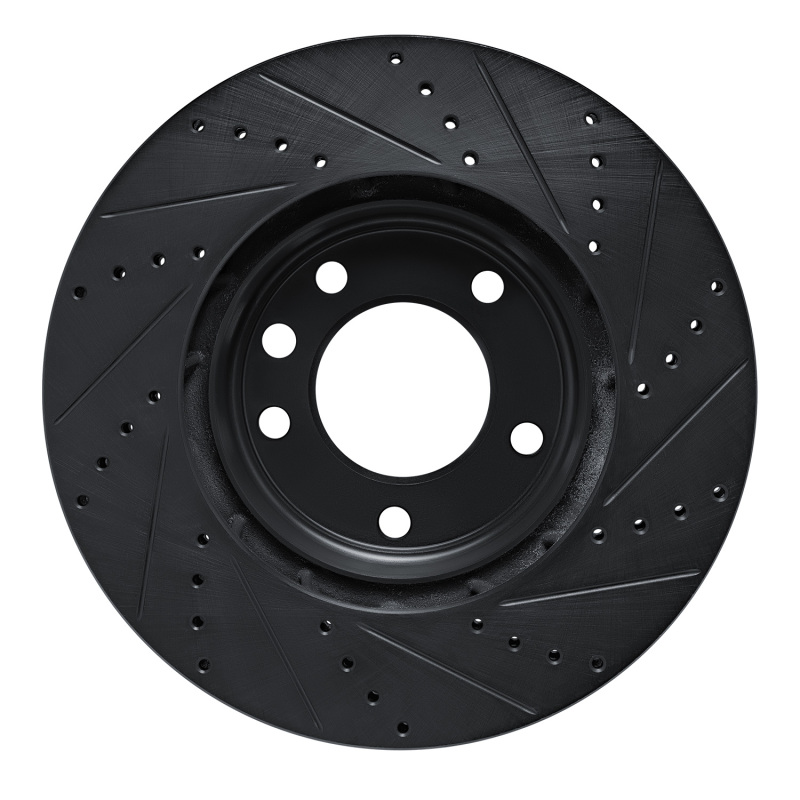 Porsche Cayenne Brake Rotor (1) - Left Front - R1 Concepts - Drilled & Slotted - Black - `03-`18